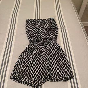 Strapless Black and white chevron romper